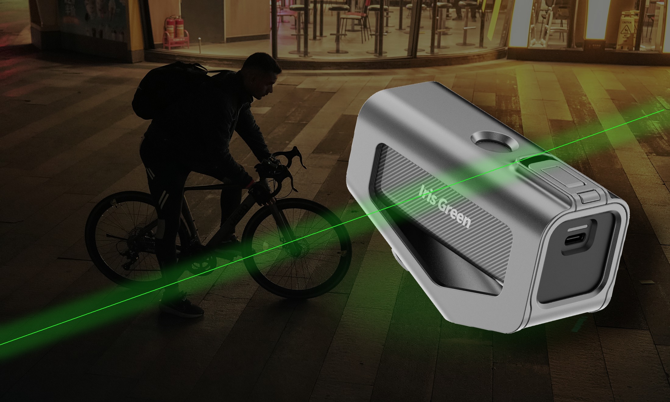 IRISGreen projection system in a night cycling scene