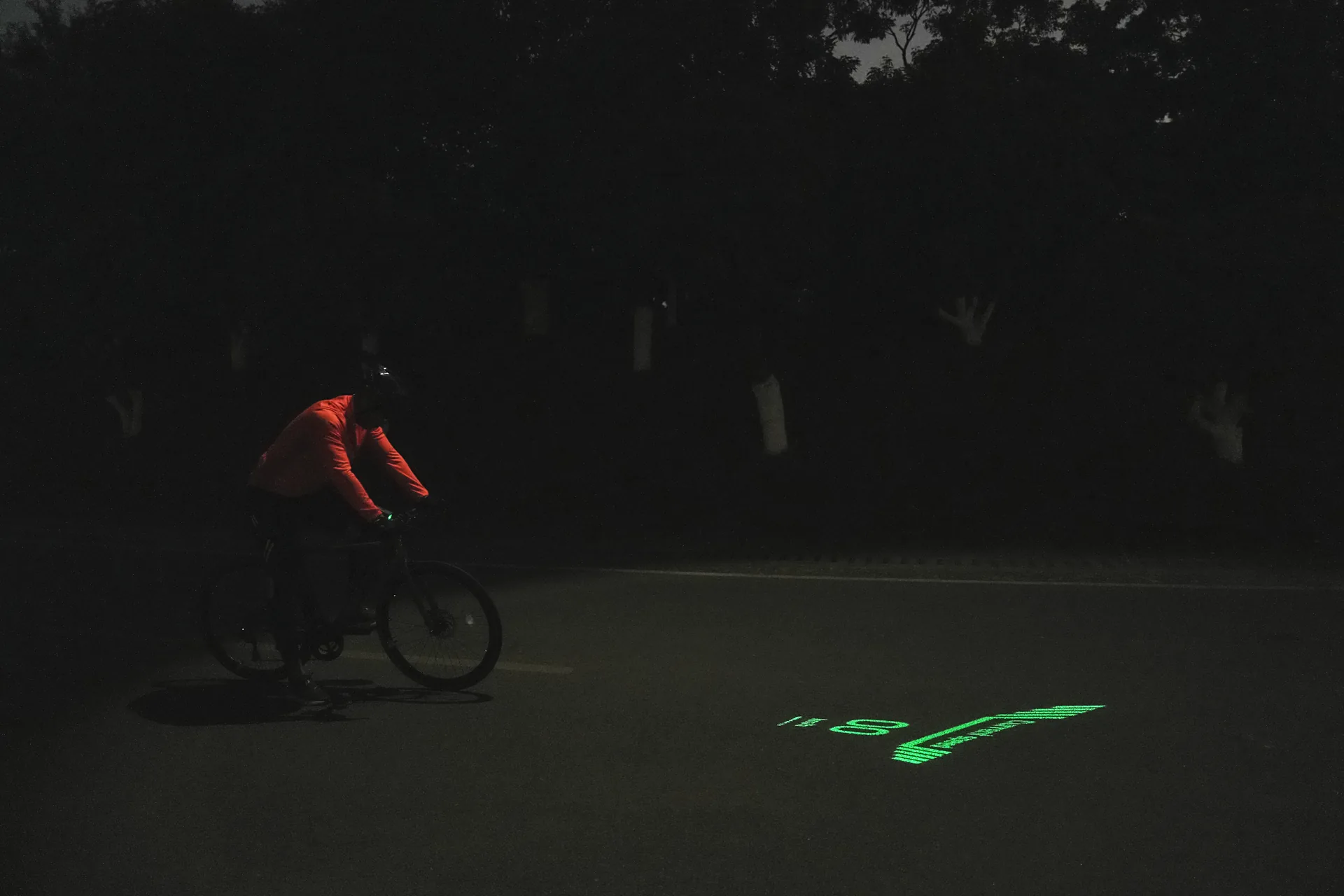 IRISGreen road projection at night