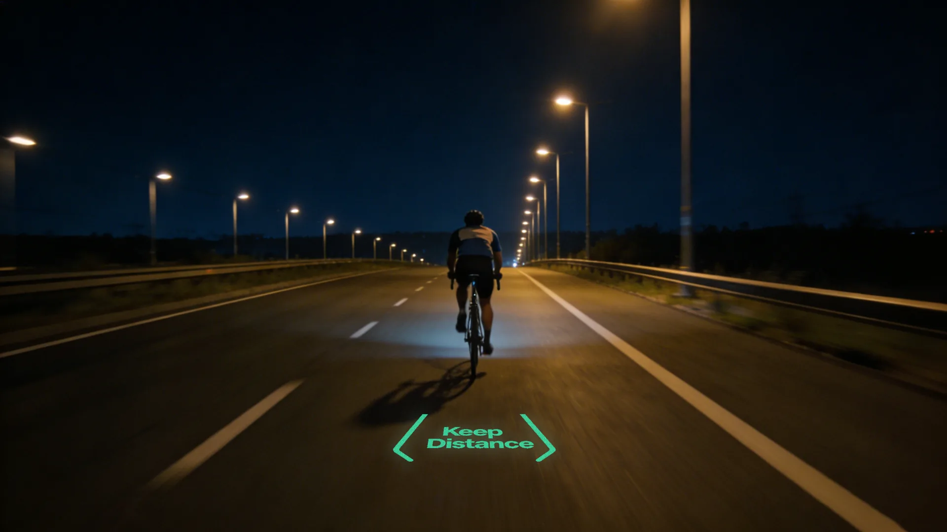 Cyclist riding with IRISGreen road projection