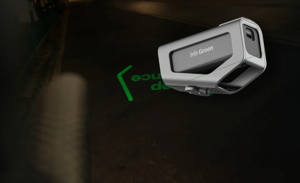 IRIS Green projecting visible content onto a road surface